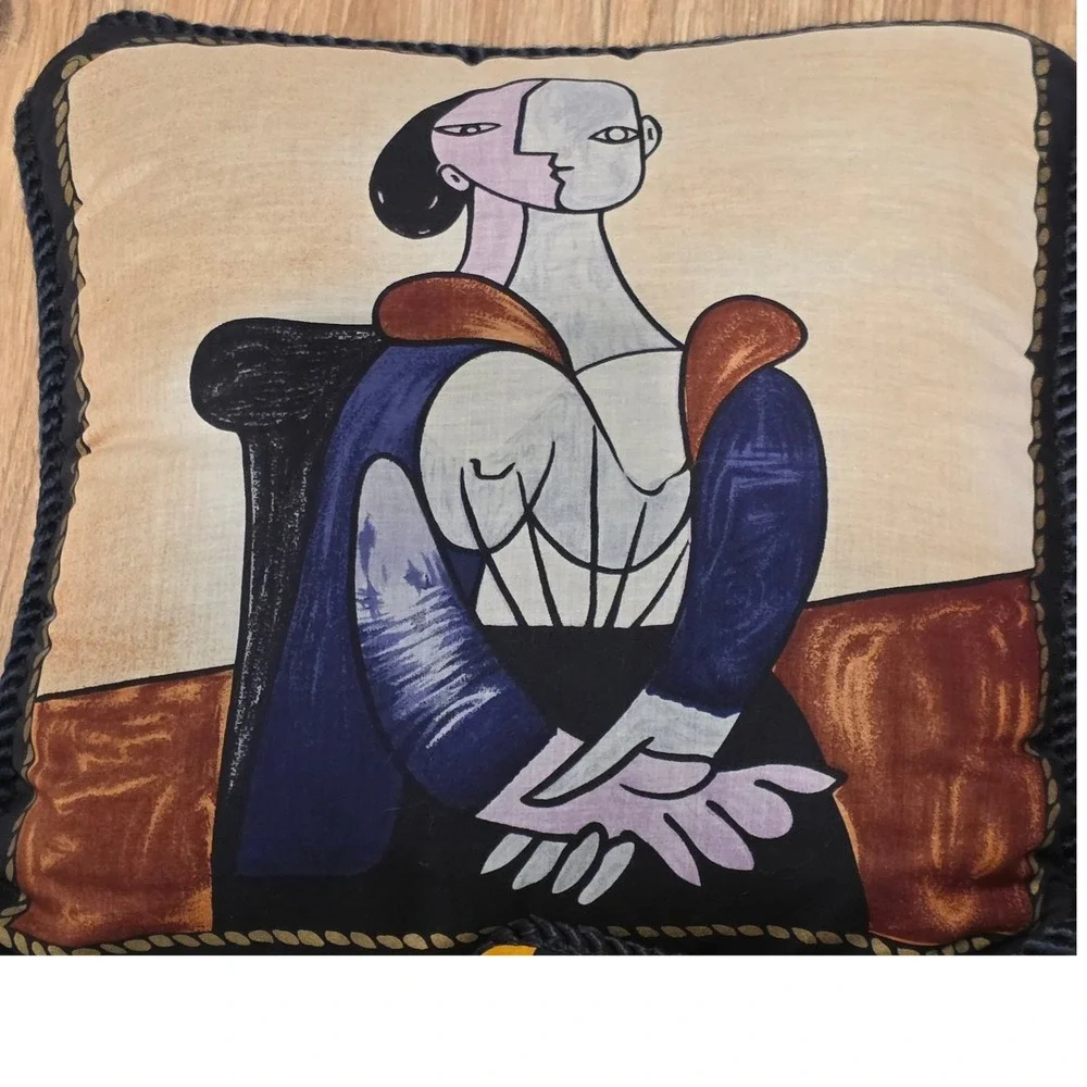 Picasso Art Cubist Portrait Silk Style Accent Pillows Modern Home Decor Set of 3